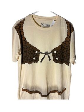 NWT Men/Unisex DreamWorks Shrek Cream And Brown Short Sleeve Top with Brown Logo